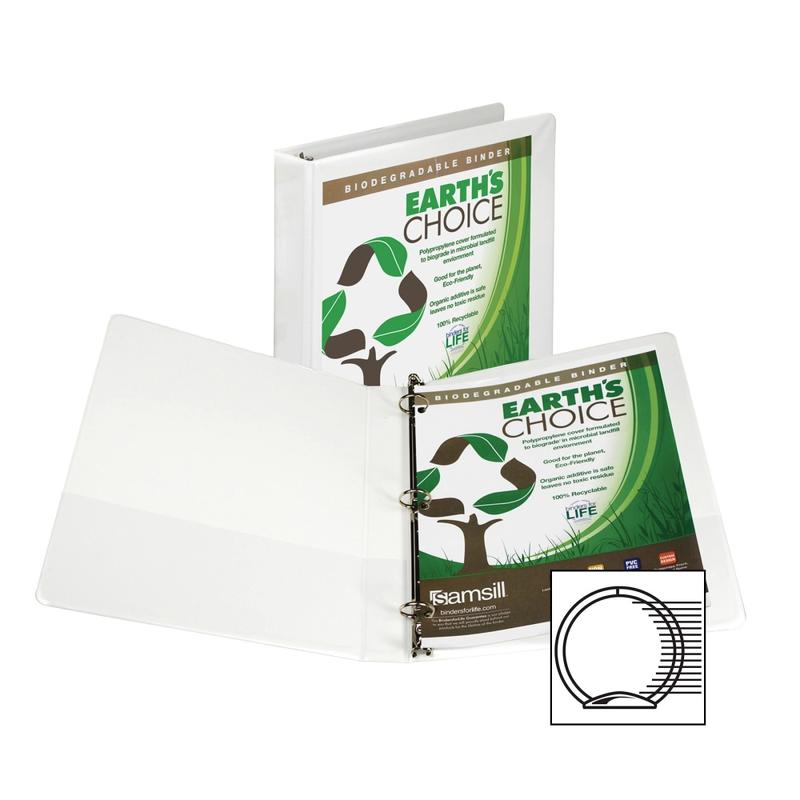 Samsill Earths Choice Insertable Vue 3-Ring Binder, 1in Round Rings, White (Min Order Qty 11) MPN:18937