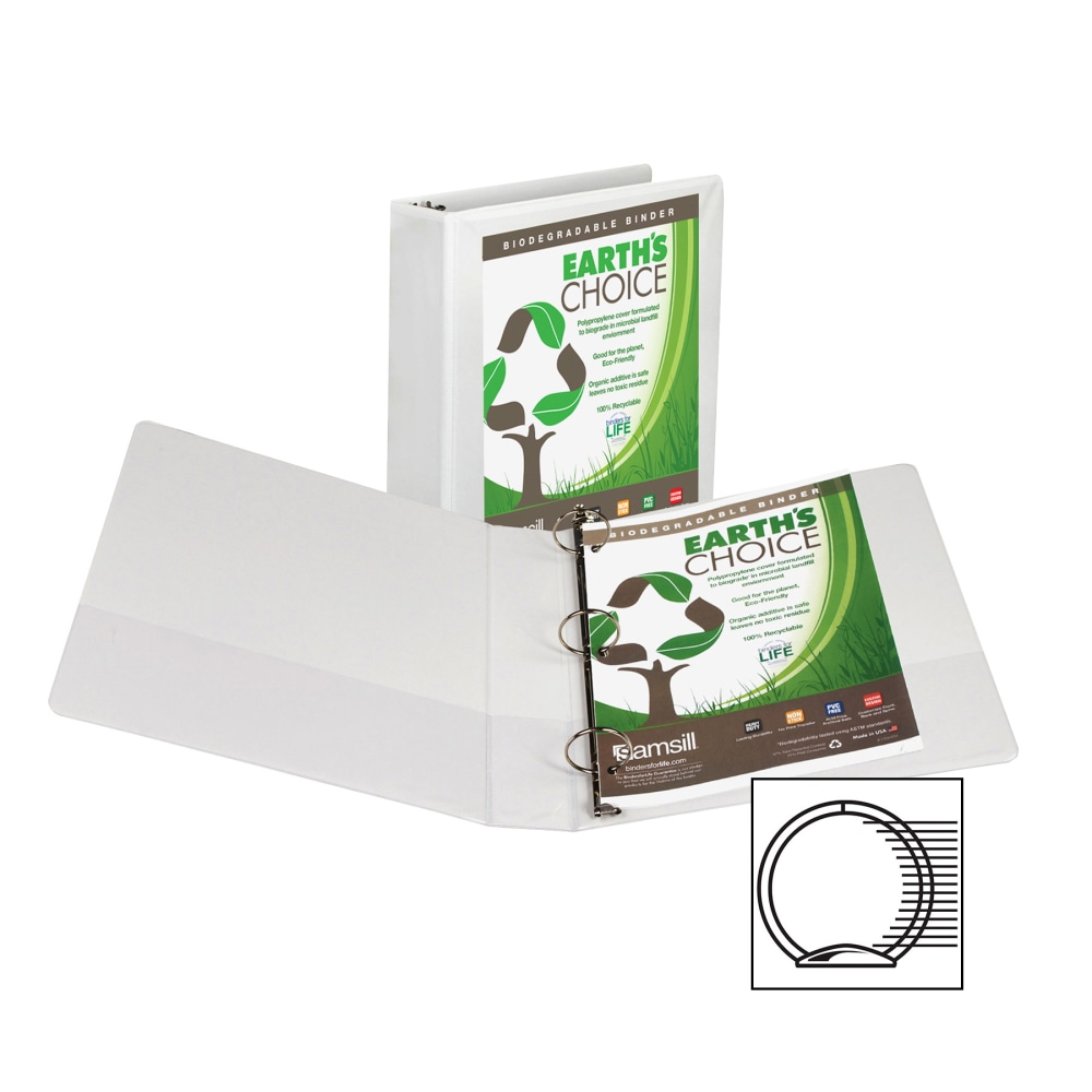 Samsill Earths Choice Insertable Vue 3-Ring Binder, 2in Round Rings, 63% Recycled, White (Min Order Qty 8) MPN:18967