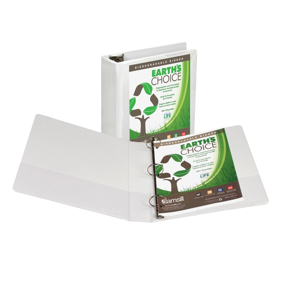 Samsill Earths Choice Insertable Vue 3-Ring Binder, 3in Round Rings, 63% Recycled, White (Min Order Qty 5) MPN:18987