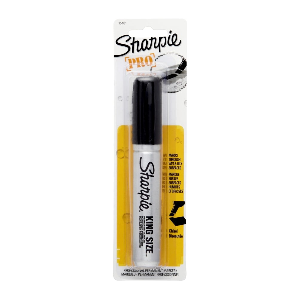 Sharpie King-Size Permanent Marker, Chisel Point, Aluminum Barrel, Black Ink (Min Order Qty 38) MPN:15101PP