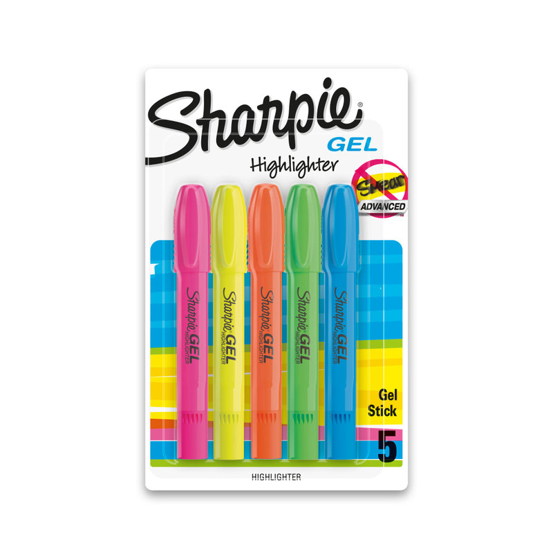 Sharpie Gel Highlighters, Bullet Tip, Assorted Colors, 5 Count (Min Order Qty 8) MPN:1803277