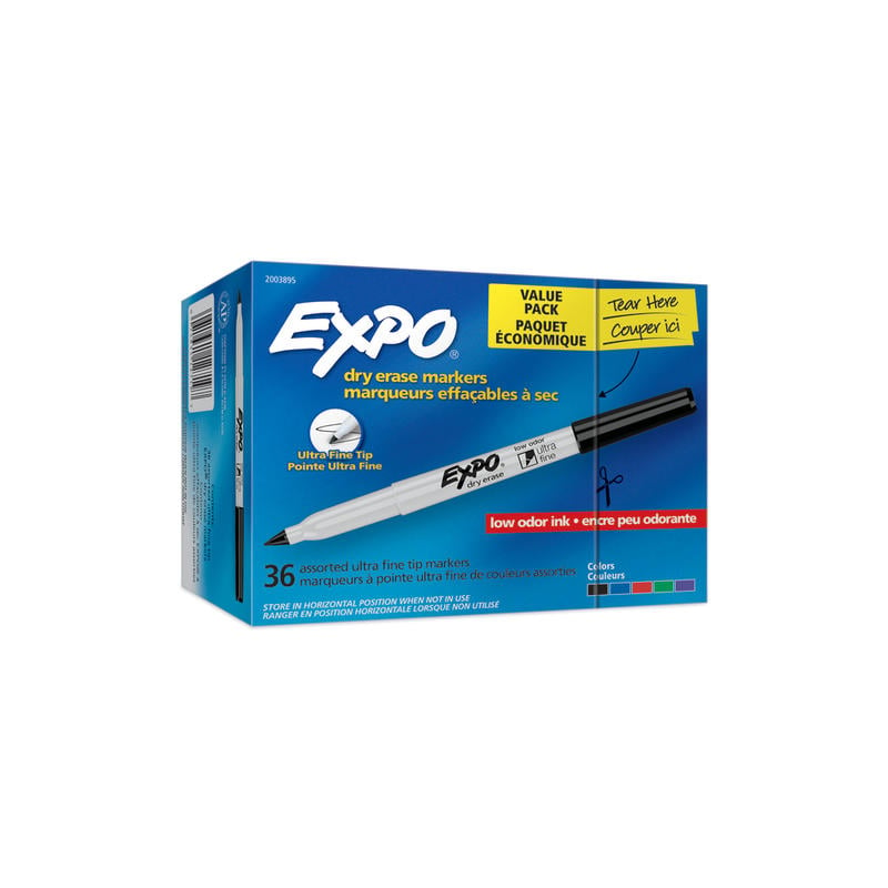 EXPO Low-Odor Ultra-Fine Tip Dry-Erase Markers, Assorted Colors, Pack Of 36 (Min Order Qty 2) MPN:2003895