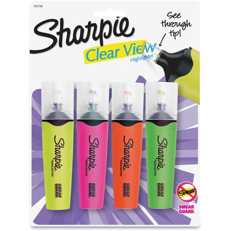 Sharpie Clear View Highlighters Set - Chisel Marker Point Style - 4 / Set (Min Order Qty 8) MPN:2128216