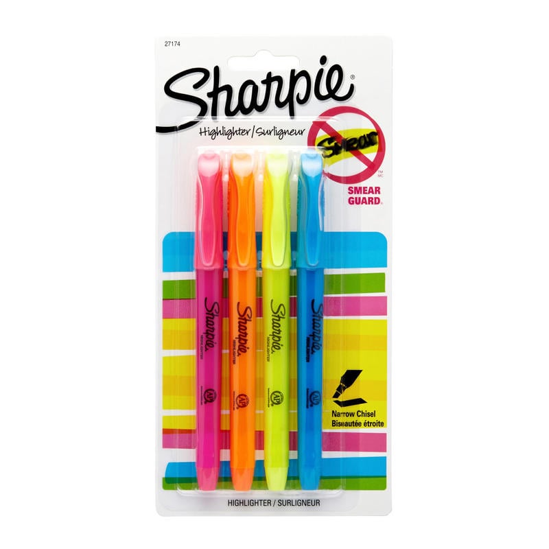 Sharpie Accent Pocket Highlighters, Assorted, Pack Of 4 (Min Order Qty 21) MPN:27174PP