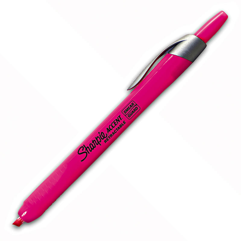 Sharpie Accent Retractable Highlighters, Fluorescent Pink, Pack Of 12 (Min Order Qty 4) MPN:28029