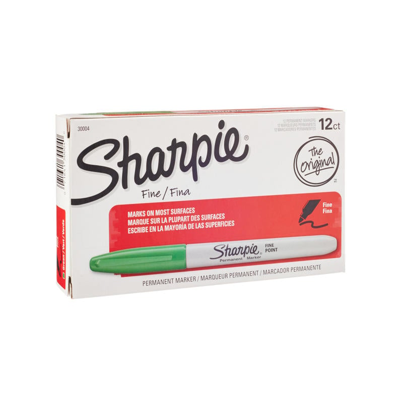 Sharpie Permanent Fine-Point Markers, Green, Pack Of 12 (Min Order Qty 7) MPN:30004