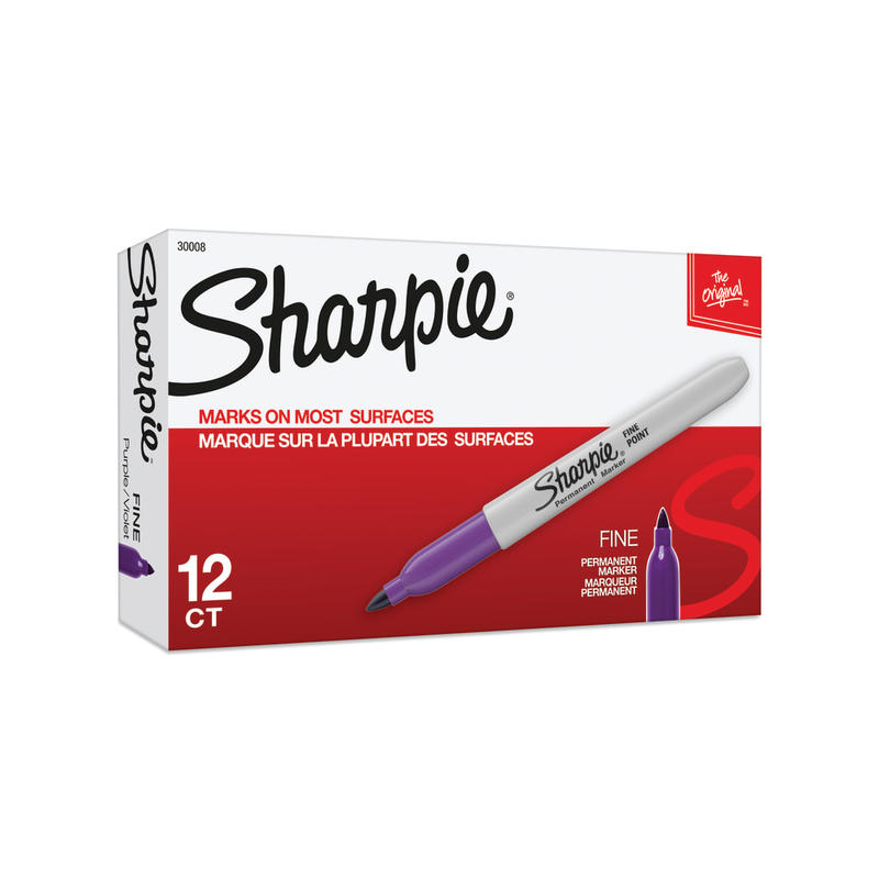 Sharpie Permanent Markers, Fine Point, Purple, Pack Of 12 (Min Order Qty 7) MPN:30008