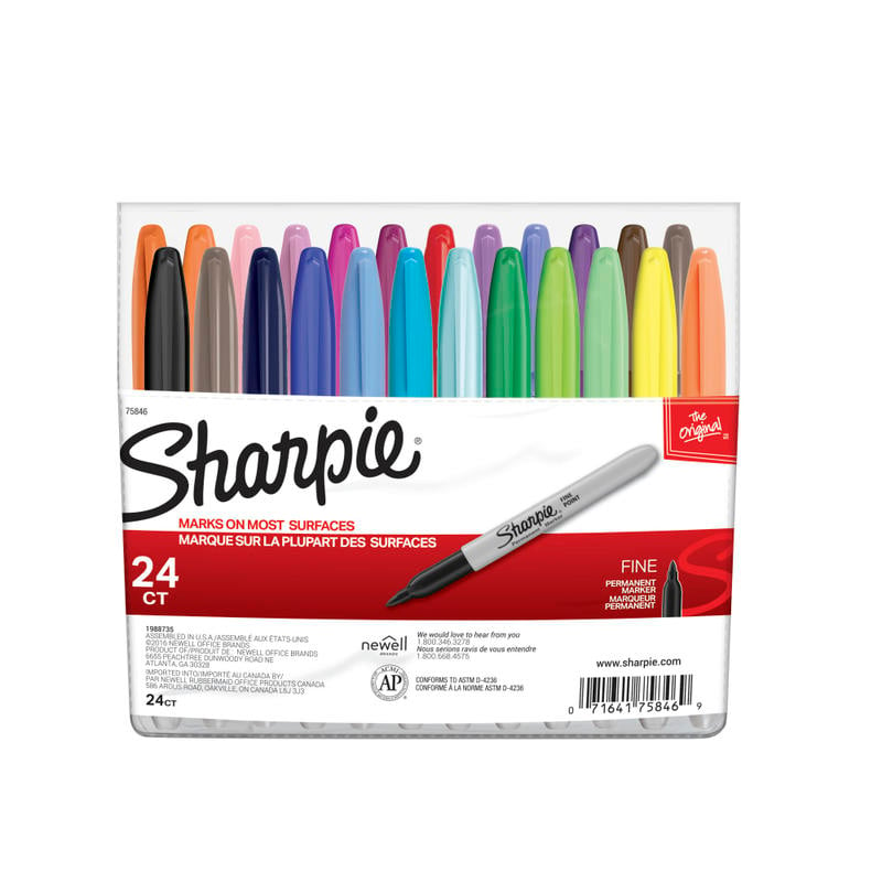 SharpiePermanent Markers, Fine Point, Assorted Colors, Set Of 24, Pouch (Min Order Qty 3) MPN:75846