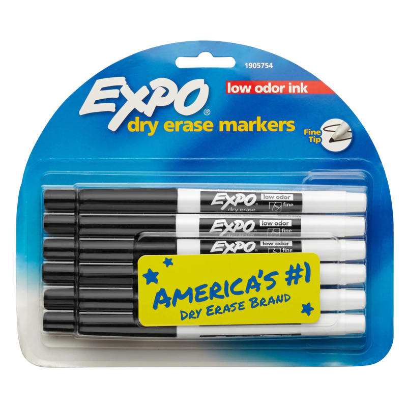 EXPO Low-Odor Dry-Erase Pen-Style Markers, Black Ink, Pack Of 12 (Min Order Qty 6) MPN:86001