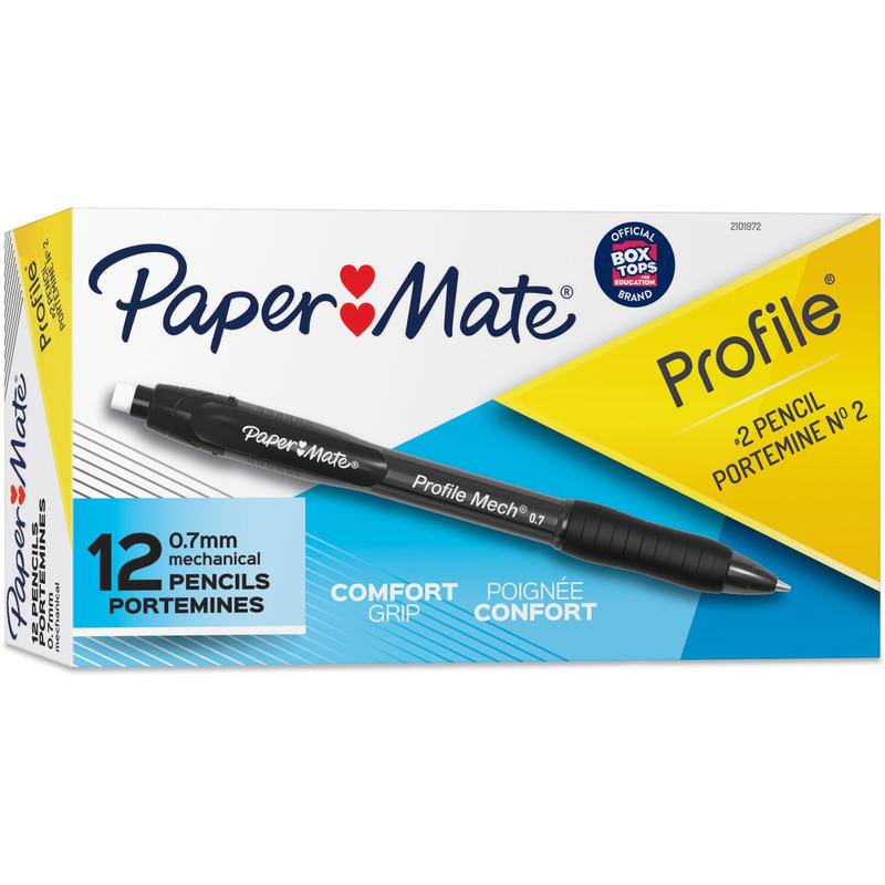 Paper Mate Profile Refillable Mechanical Pencils, 0.7 mm, Black Barrels, Pack Of 12 (Min Order Qty 6) MPN:2101972