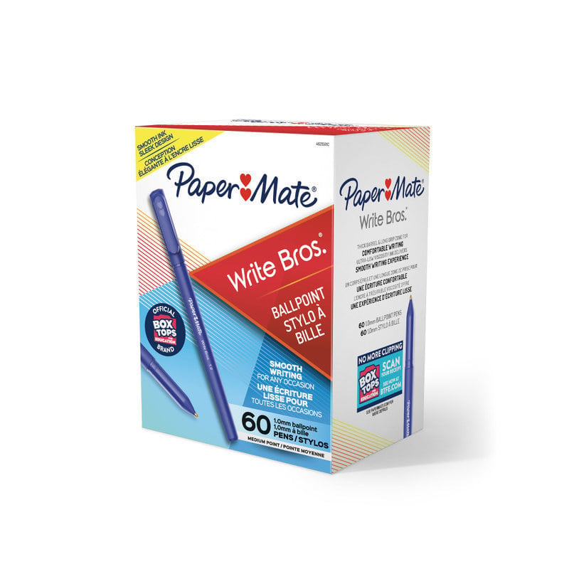 Paper Mate Write Bros. Ballpoint Stick Pens, Medium Point, 1.0 mm, Blue Barrel, Blue Ink, Pack Of 60 (Min Order Qty 10) MPN:4621501C