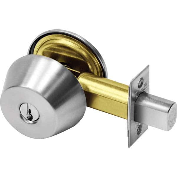 Deadbolts, Deadbolt Type: Deadlocking Latch , Lock Type: Double Cylinder , Finish: Satin Chrome , Hand Orientation: Non-Handed  MPN:487 26D