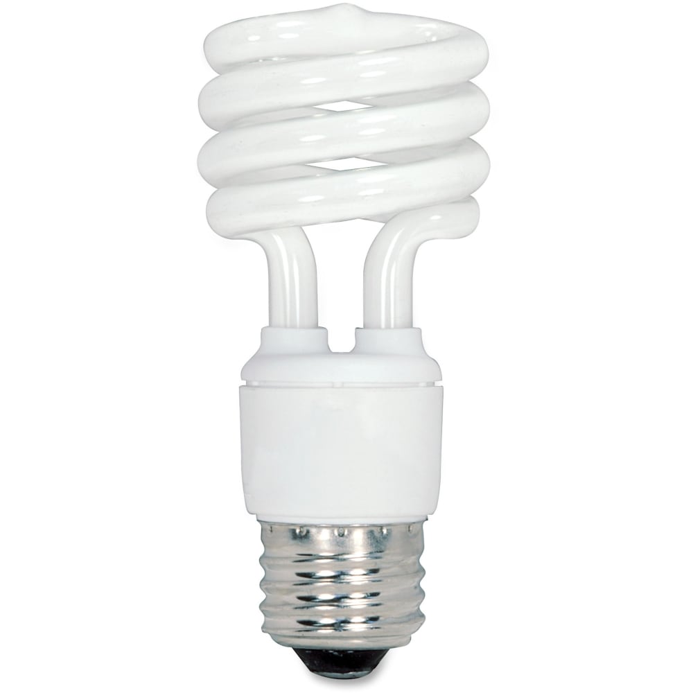 Satco 13-watt Fluorescent T2 Spiral CFL Bulb - 13 W - 60 W Incandescent Equivalent Wattage - 120 V AC - 900 lm - Spiral - T2 Size - White Light Color - E26 Base - 12000 Hour - 4400.3 deg.F (2426.8 deg.C) Color Temperature MPN:S6235CT