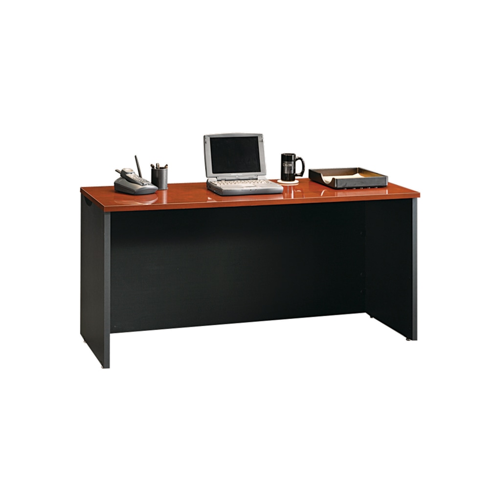 Sauder Via 60inW Computer Desk Credenza, Classic Cherry/Soft Black MPN:401448