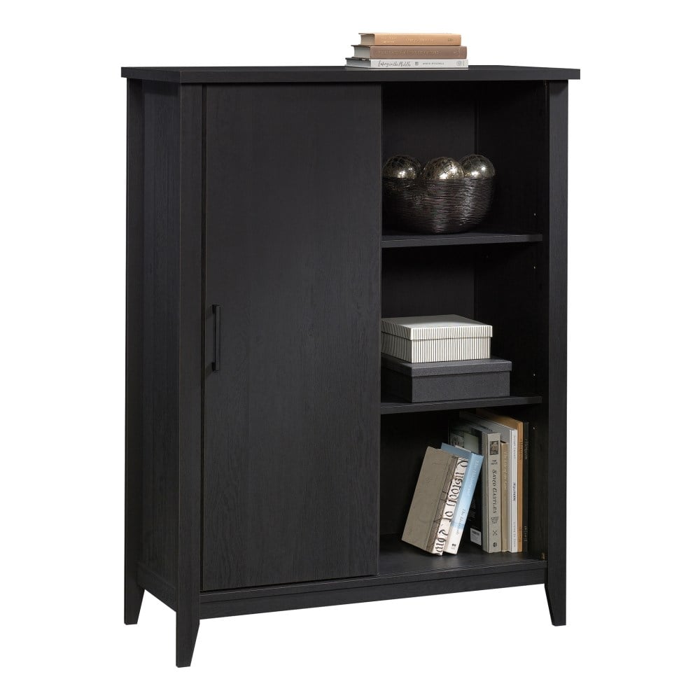 Sauder Summit Station 52inH Bookcase With Sliding Door, Raven Oak MPN:427166