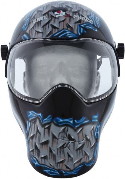 Welding Helmet: Gray Black & Blue, Nylon, Non-Adjustable Adjustment MPN:3010738