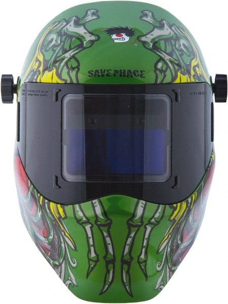 Welding Helmet: Green Blue Yellow & Red, Nylon, Shade 4 & 9 to 13 MPN:3011629