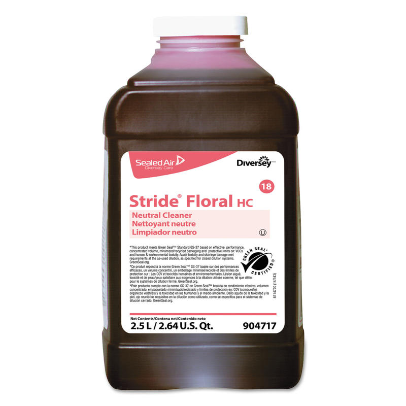 Diversey Stride Neutral Cleaner, Floral Scent, 84.5 Oz Bottle, Case Of 2 MPN:DVO 904717