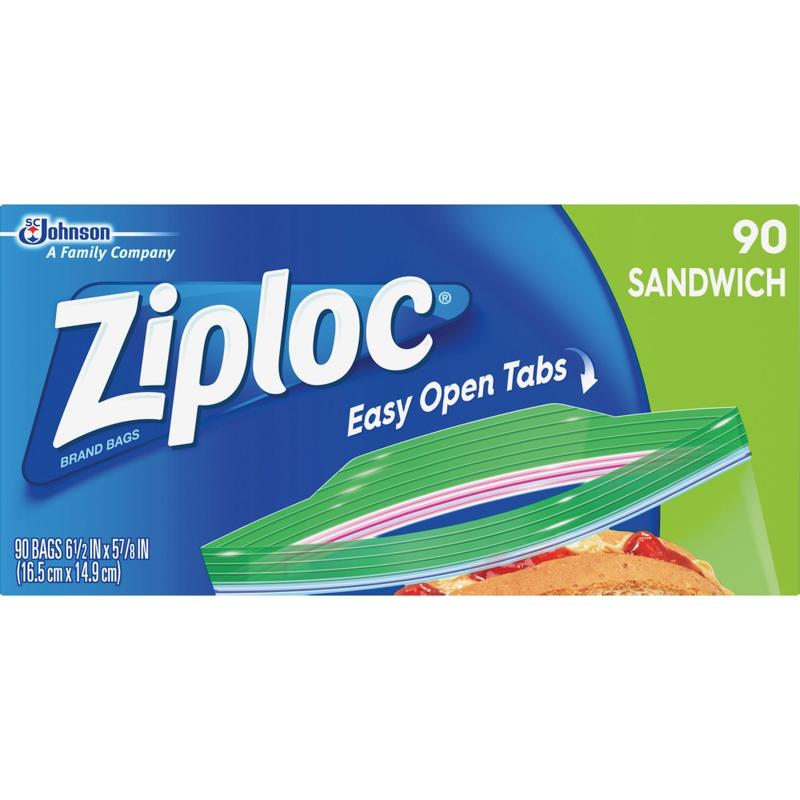 Ziploc Sandwich Bags, 5-7/8inx 6-1/2in, Clear, Box Of 90 Bags (Min Order Qty 11) MPN:664545