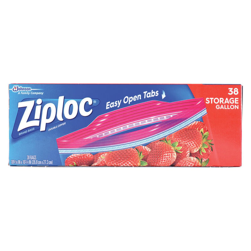 Ziploc Plastic Double Zipper Storage Bags, 1 Gallon, Clear, Box Of 38 Bags (Min Order Qty 8) MPN:665016