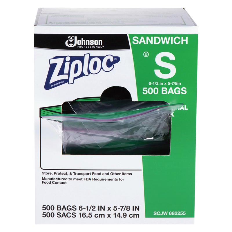 Ziploc Resealable Sandwich Bags, Clear, Box Of 500 Bags (Min Order Qty 3) MPN:94600