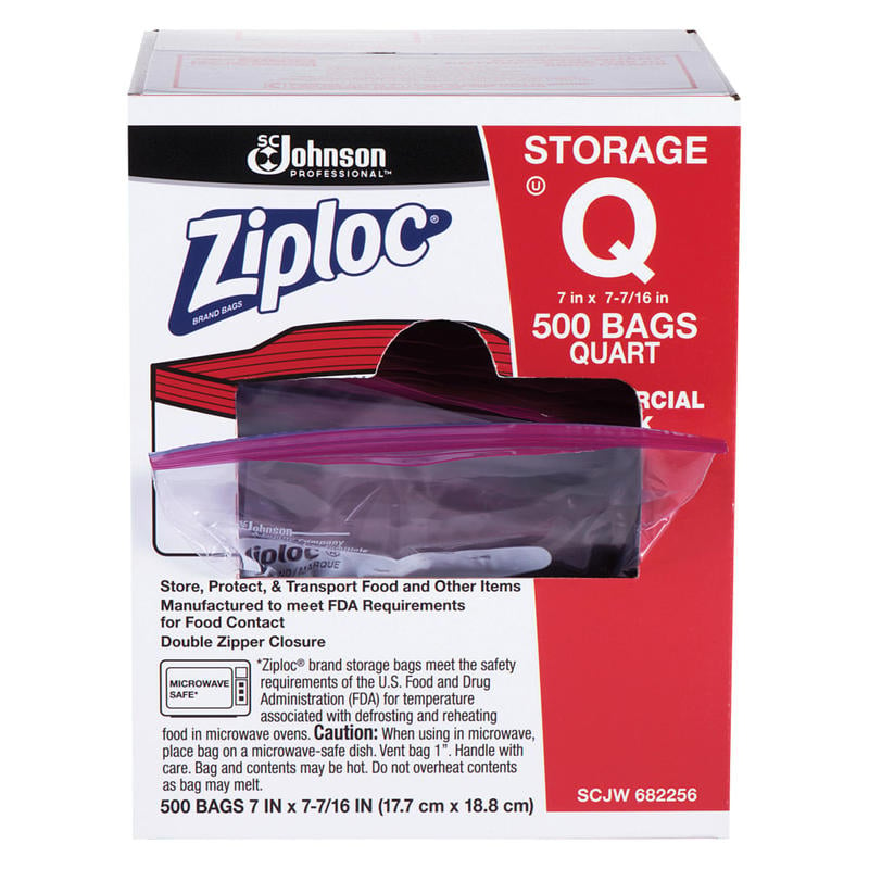 Ziploc Storage Bags, 1 Qt, Box Of 500 Bags (Min Order Qty 2) MPN:94601