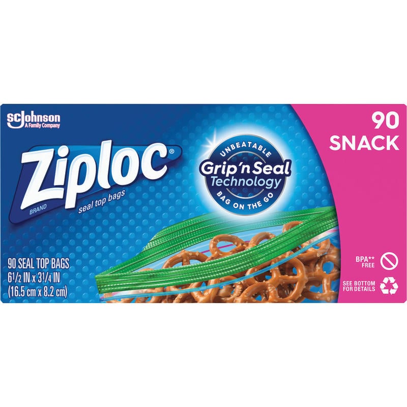 Ziploc Seal Top Snack Bags, 6-1/2in x 3-1/4in, Clear, Box Of 90 Bags (Min Order Qty 10) MPN:SJN315892