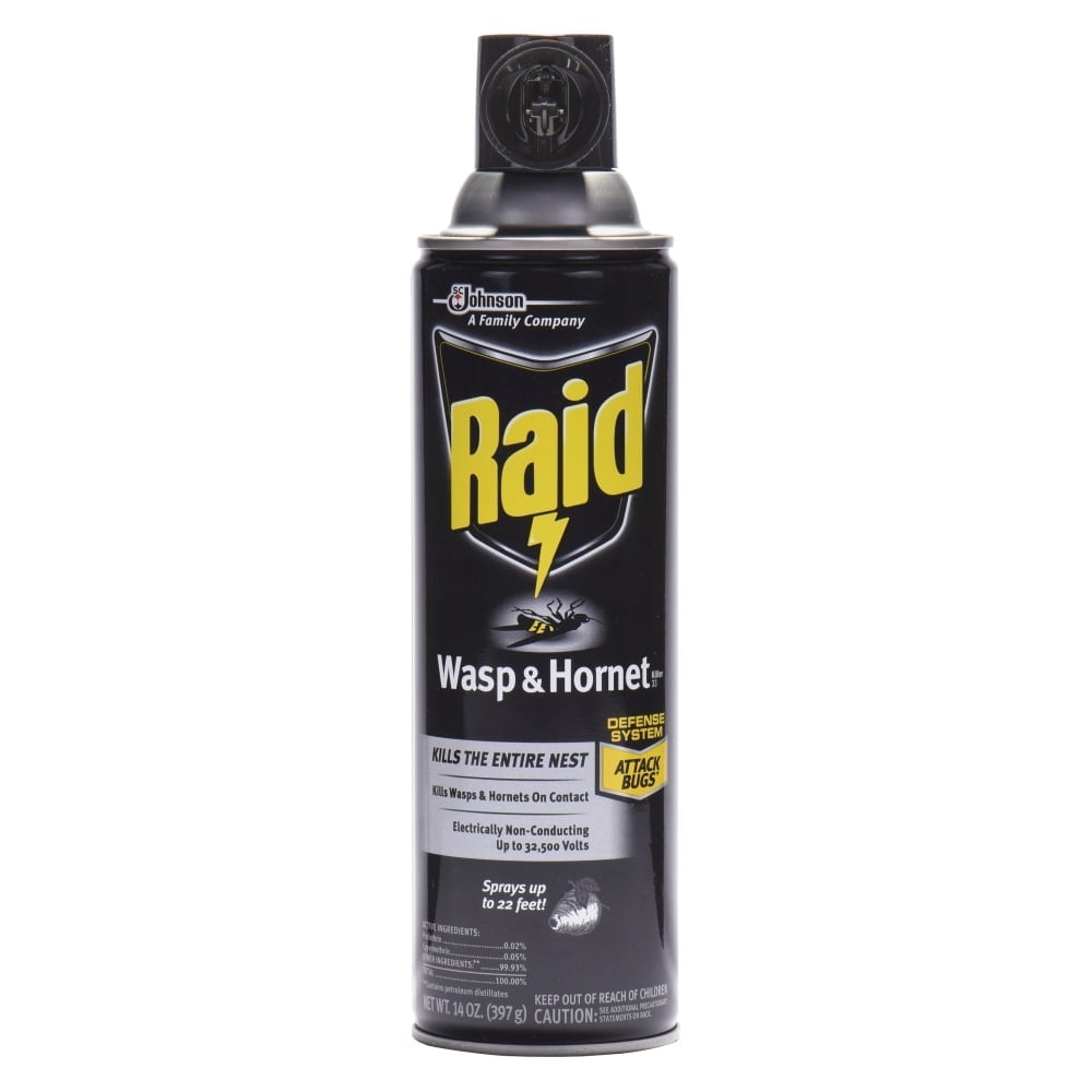 Raid Wasp/Hornet Killer Spray - Spray - Kills Hornet, Wasp, Mud Dauber, Yellow Jacket, Bugs - 14 fl oz - White - 1 Each (Min Order Qty 7) MPN:668006