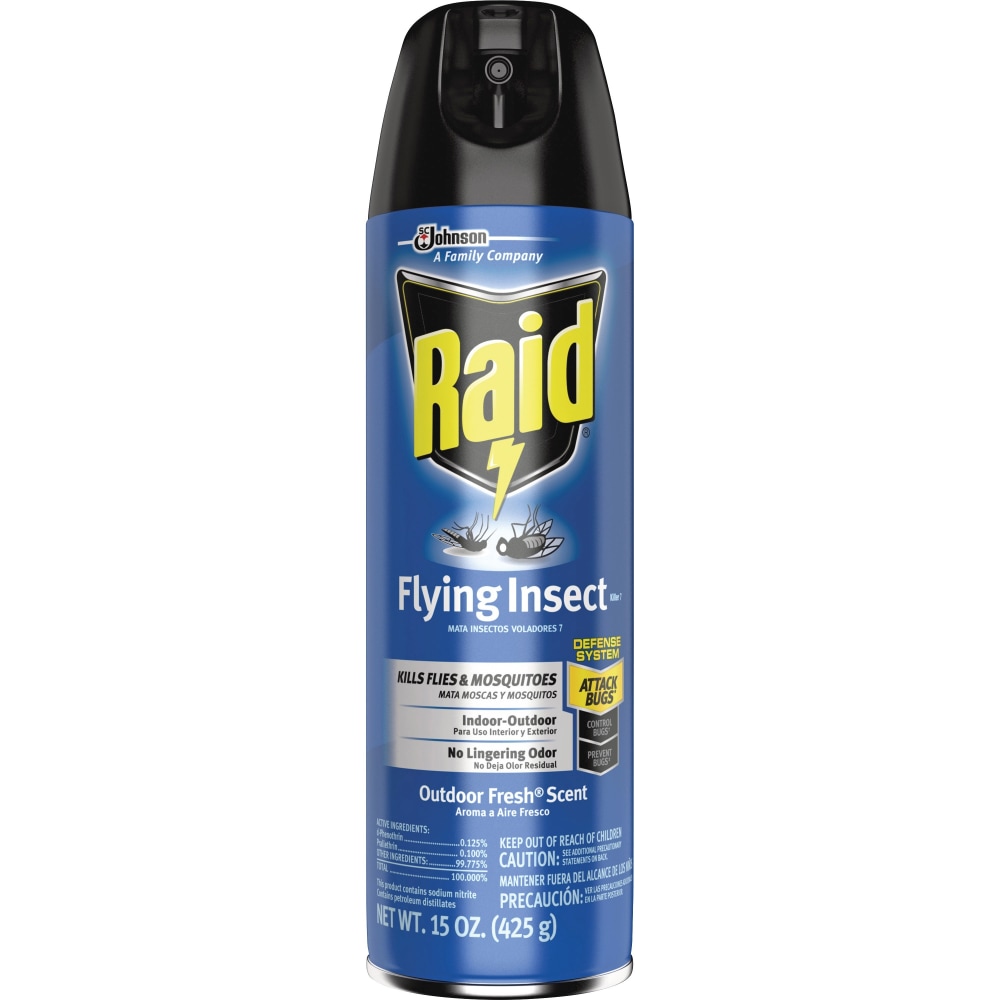 Raid Flying Insect Killer 15 oz - Spray - Kills Flies, Mosquitoes, Gnats, Hornet, Moths, Fruit Fly, Wasp, Yellow Jacket, Bugs - 15 fl oz - Off White (Min Order Qty 7) MPN:CB016605