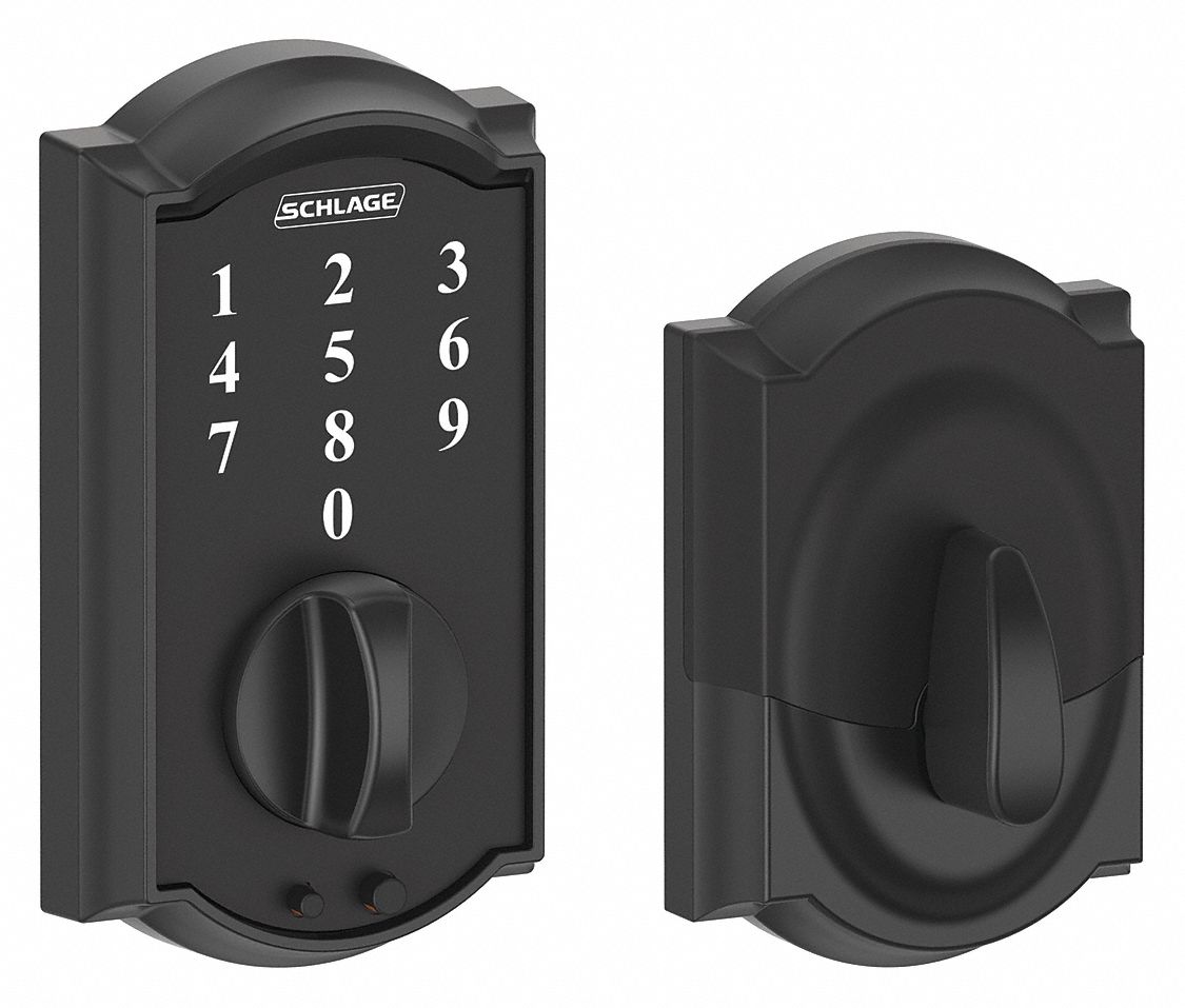 Electronic Lock Deadbolt Blk Powder Coat MPN:BE375 CAM 622