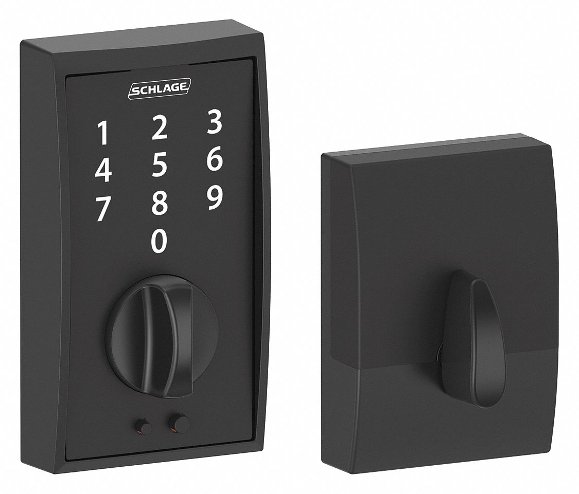 Electronic Lock Deadbolt Blk Powder Coat MPN:BE375 CEN 622