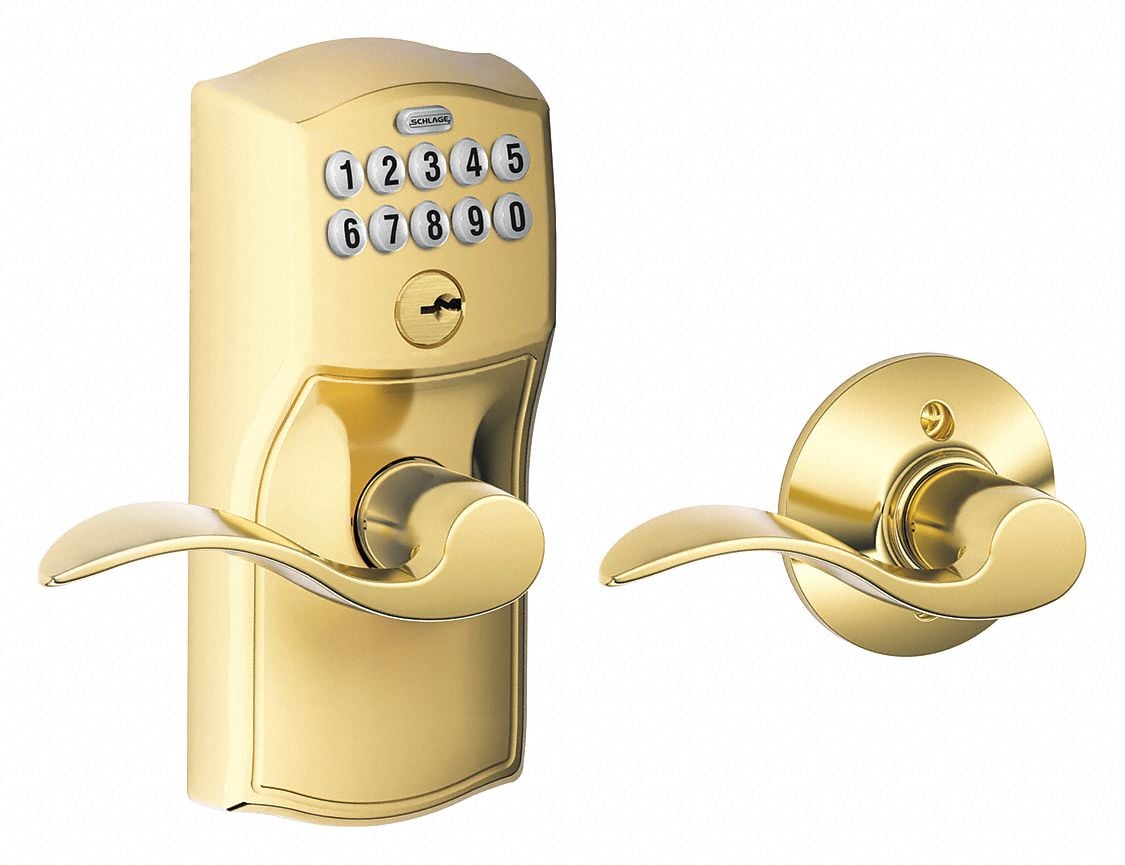 Electronic Lock Lever Handle Brass MPN:FE575 CAM505ACC