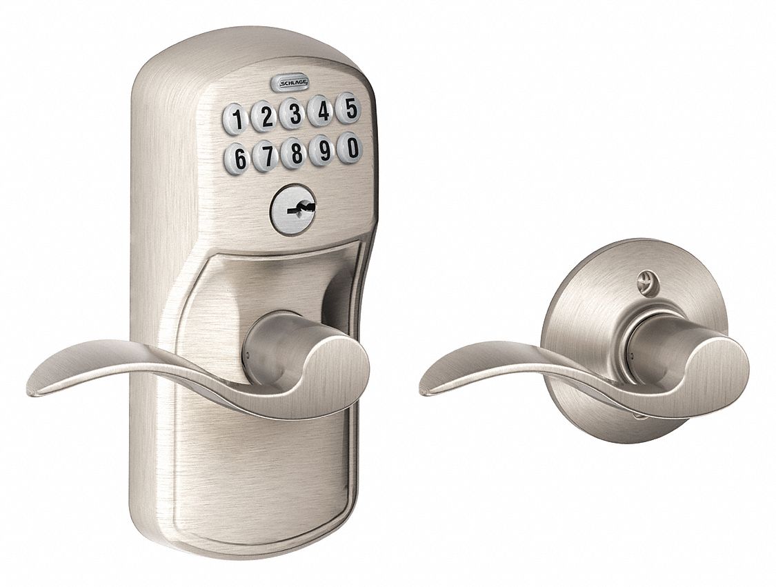 Electronic Lock Lever Satin Nickel MPN:FE575 PLY619ACC