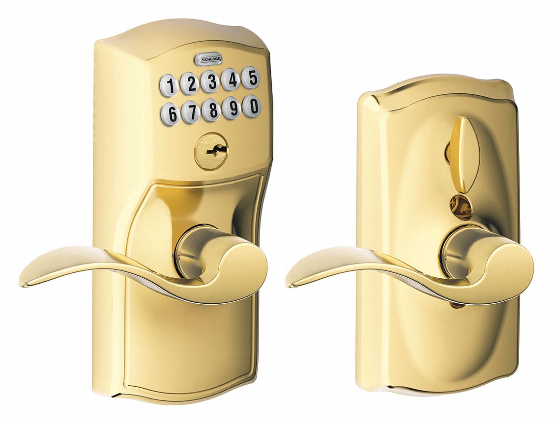 Electronic Lock Lever Bright Brass MPN:FE595 CAM505ACC