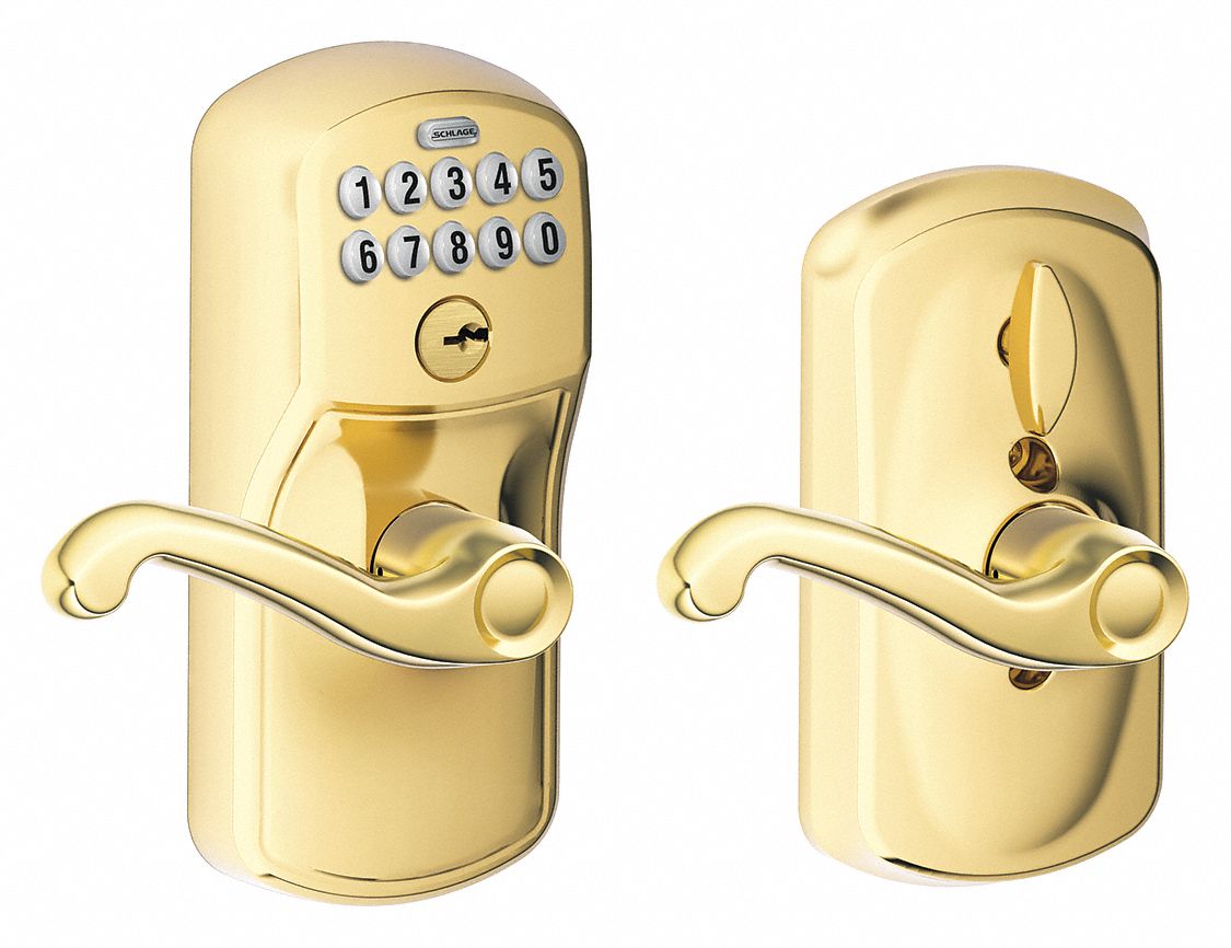 Electronic Lock Lever Handle Brass MPN:FE595 PLY505FLA