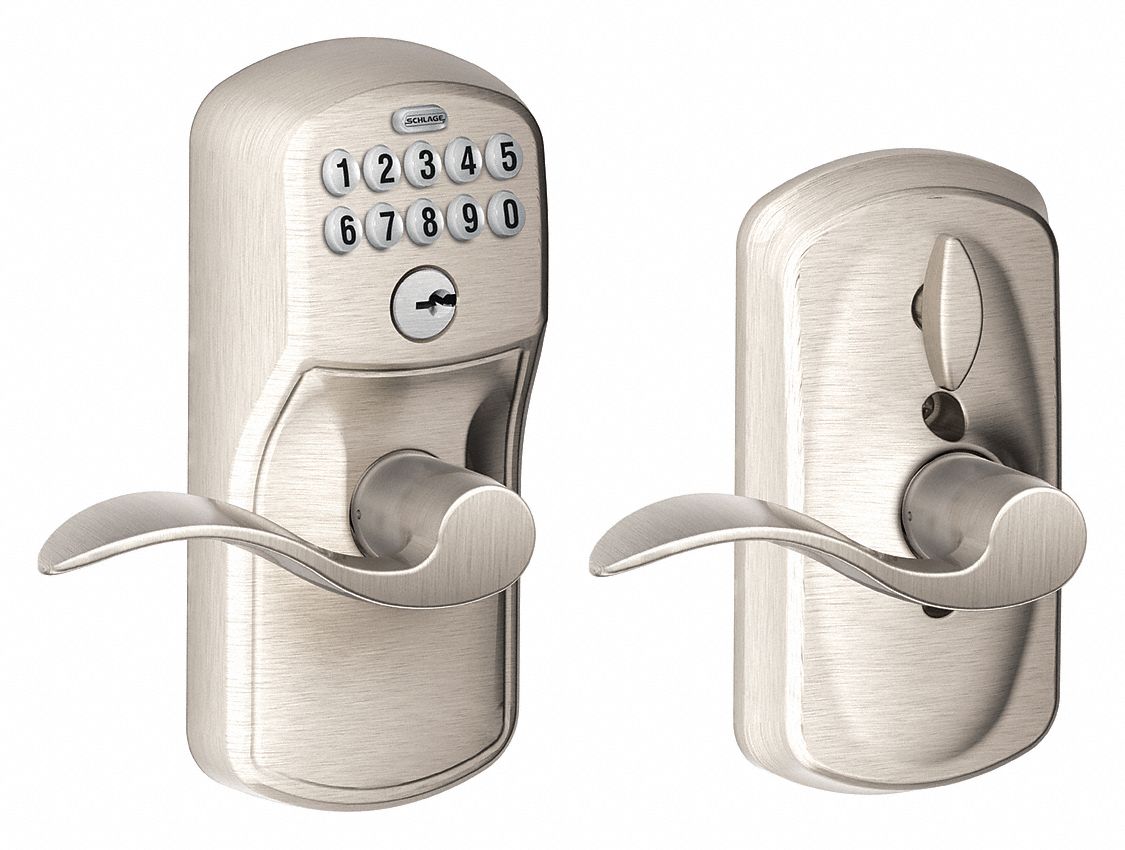 Electronic Lock Lever Satin Nickel MPN:FE595 PLY619ACC