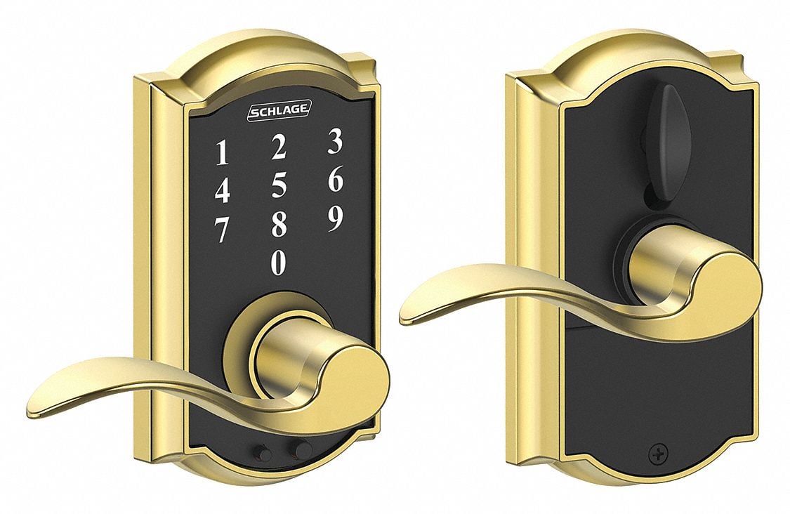 Electronic Lock Lever Bright Brass MPN:FE695 CAM605ACC