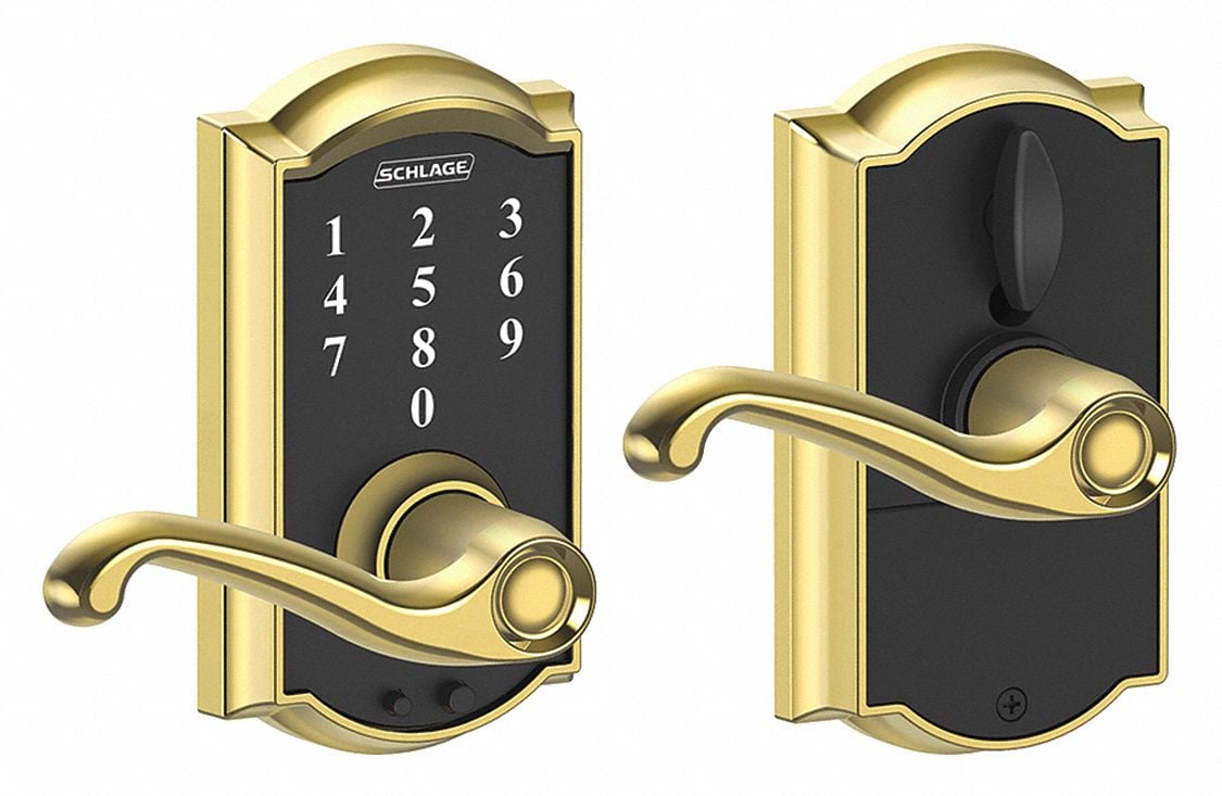 Electronic Lock Lever Bright Brass MPN:FE695 CAM605FLA