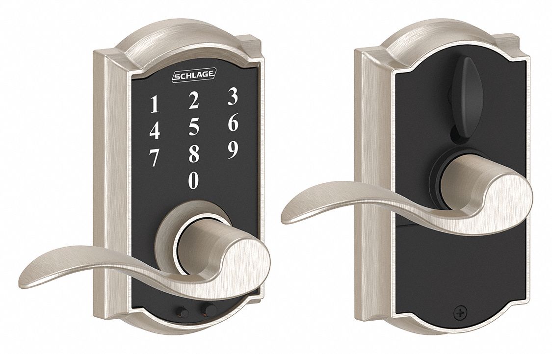 Electronic Lock Lever Satin Nickel MPN:FE695 CAM619ACC