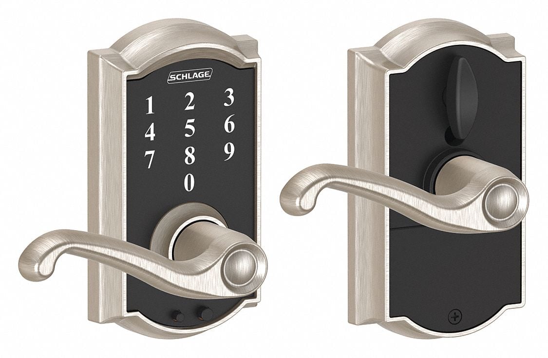 Electronic Lock Lever Satin Nickel MPN:FE695 CAM619FLA