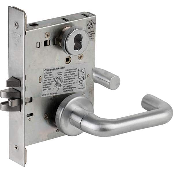 Lever Locksets, Type: Storeroom, Door Thickness: 1-3/4, Key Type: Conventional, Back Set: 2-3/4, For Use With: Commercial Doors, Finish/Coating: Satin Chrome MPN:L9080B 03A 626