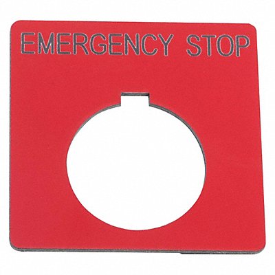 Legend Plate Square Emergency Stp Blk/Rd MPN:9001KN105RP