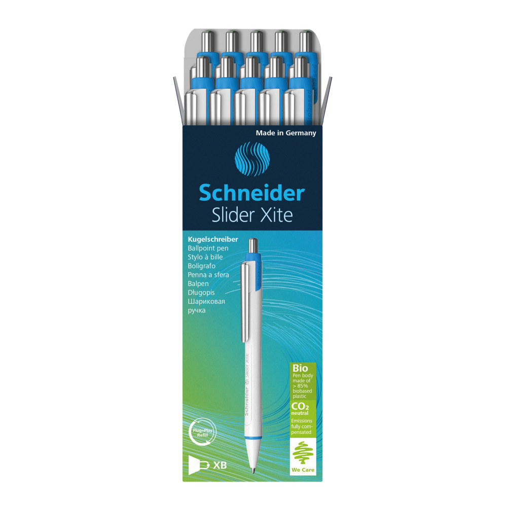 Schneider Slider Xite XB Retractable Ballpoint Pens, Extra-Bold Point, 1.4mm, White Barrel, Green Ink, Pack Of 10 Pens (Min Order Qty 3) MPN:133204