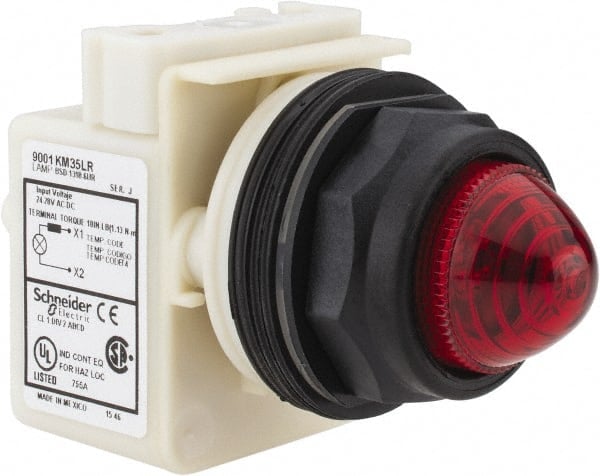 24 VAC/DC Red Lens LED Pilot Light MPN:9001SKP35LRR9