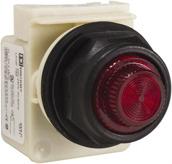 220 VAC at 50/60 Hz via Transformer, 240 VAC at 50/60 Hz via Transformer Red Lens Indicating Light MPN:9001SKP7R31