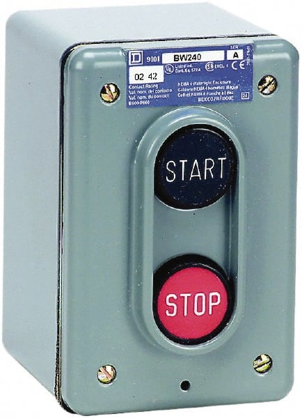 Push-Button Control Station: Momentary, NO/NC, Start & Stop MPN:9001BW240