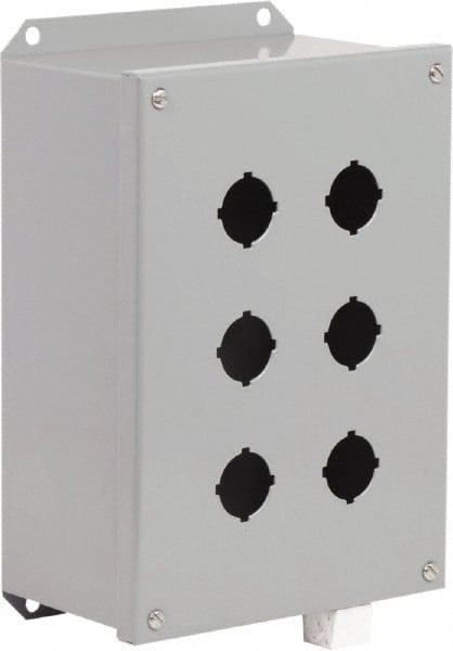 6 Hole, 30mm Hole Diameter, Steel Pushbutton Switch Enclosure MPN:9001KYAF6