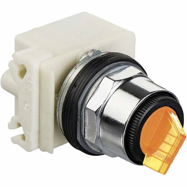 Selector Switch with Contact Blocks: 3 Positions, Maintained (MA), 10 Amp, Amber Knob MPN:9001K43J1FAH2