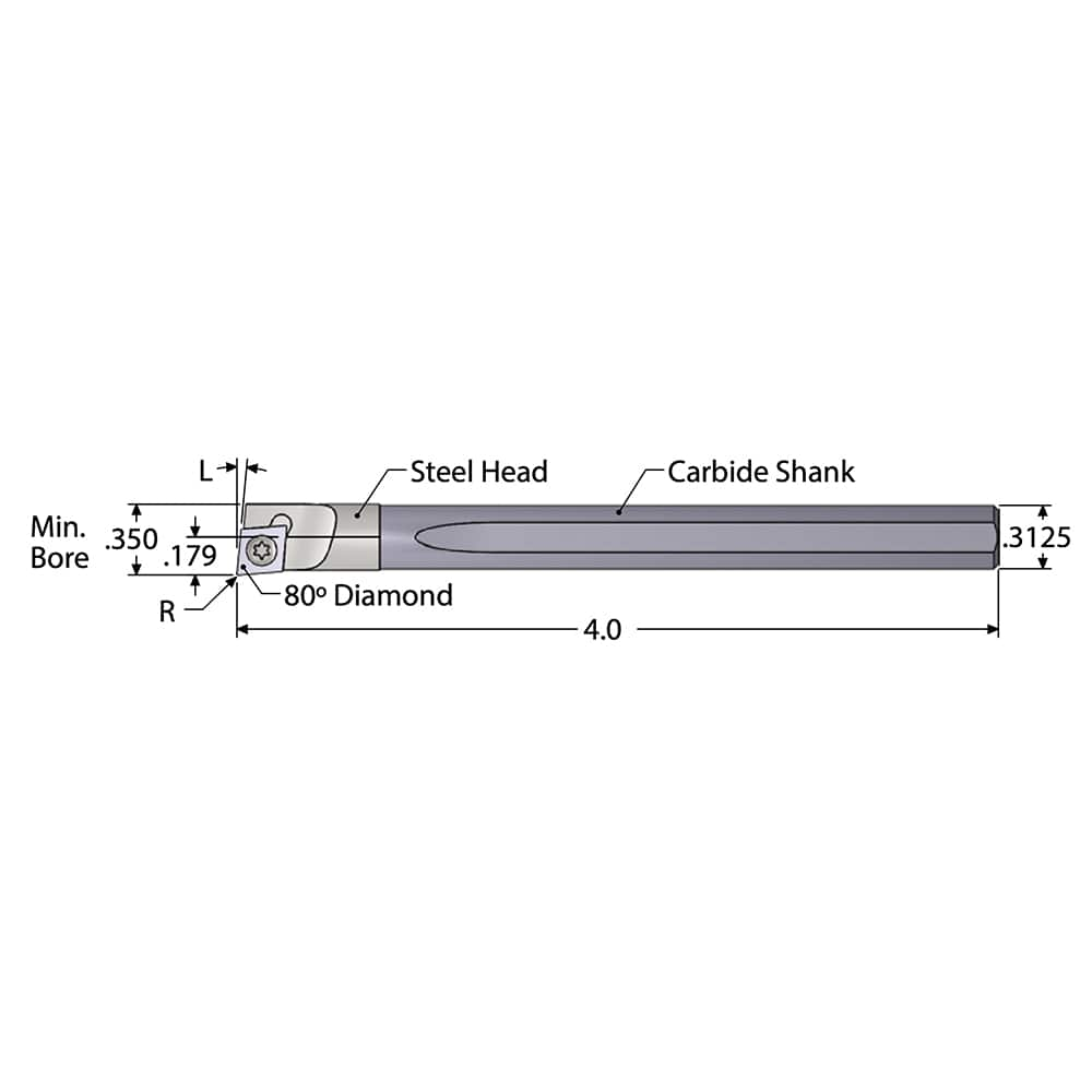 Indexable Boring Bar: ACBC312R0R, 0.35