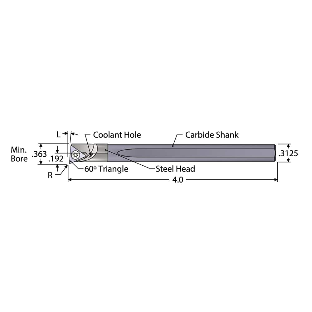 Indexable Boring Bar: ADBT312F0R, 0.363